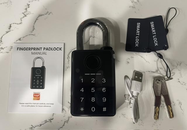 Heavy Duty Fingerprint Padlock with Key, Outdoor Smart Padlock with Code Keypad, Smart Combination Gate Lock for Outdoor Fence, Gate, Storage Unit, Tuya App, Waterproof (10 mm Shackle) customer photo 2