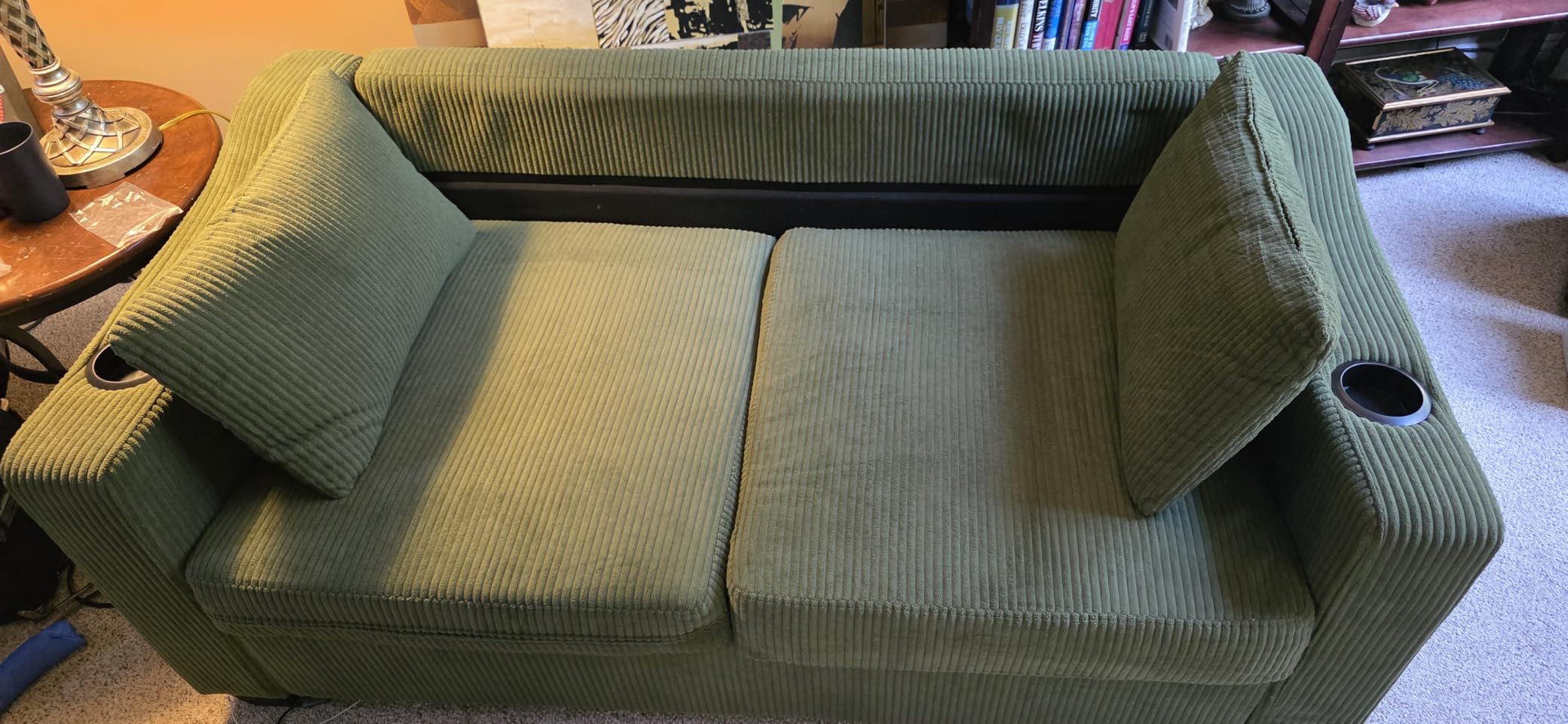 Queen Size Pull Out Sleeper Sofa Bed, Pullout Loveseat Couch Bed, Beige customer photo 1
